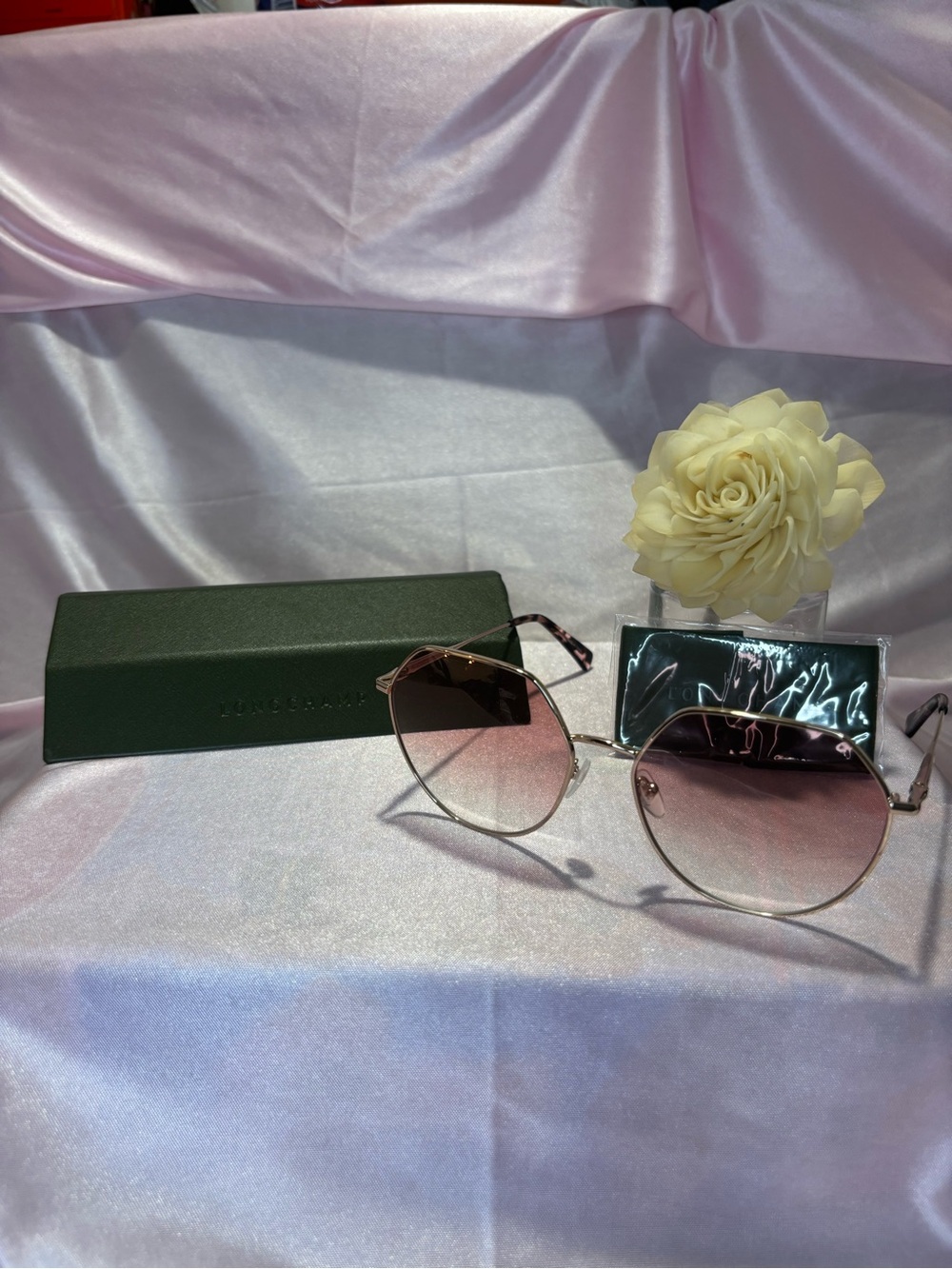 Longchamp Pink Gradient Aviator Sunglasses for Women - Designer Style
